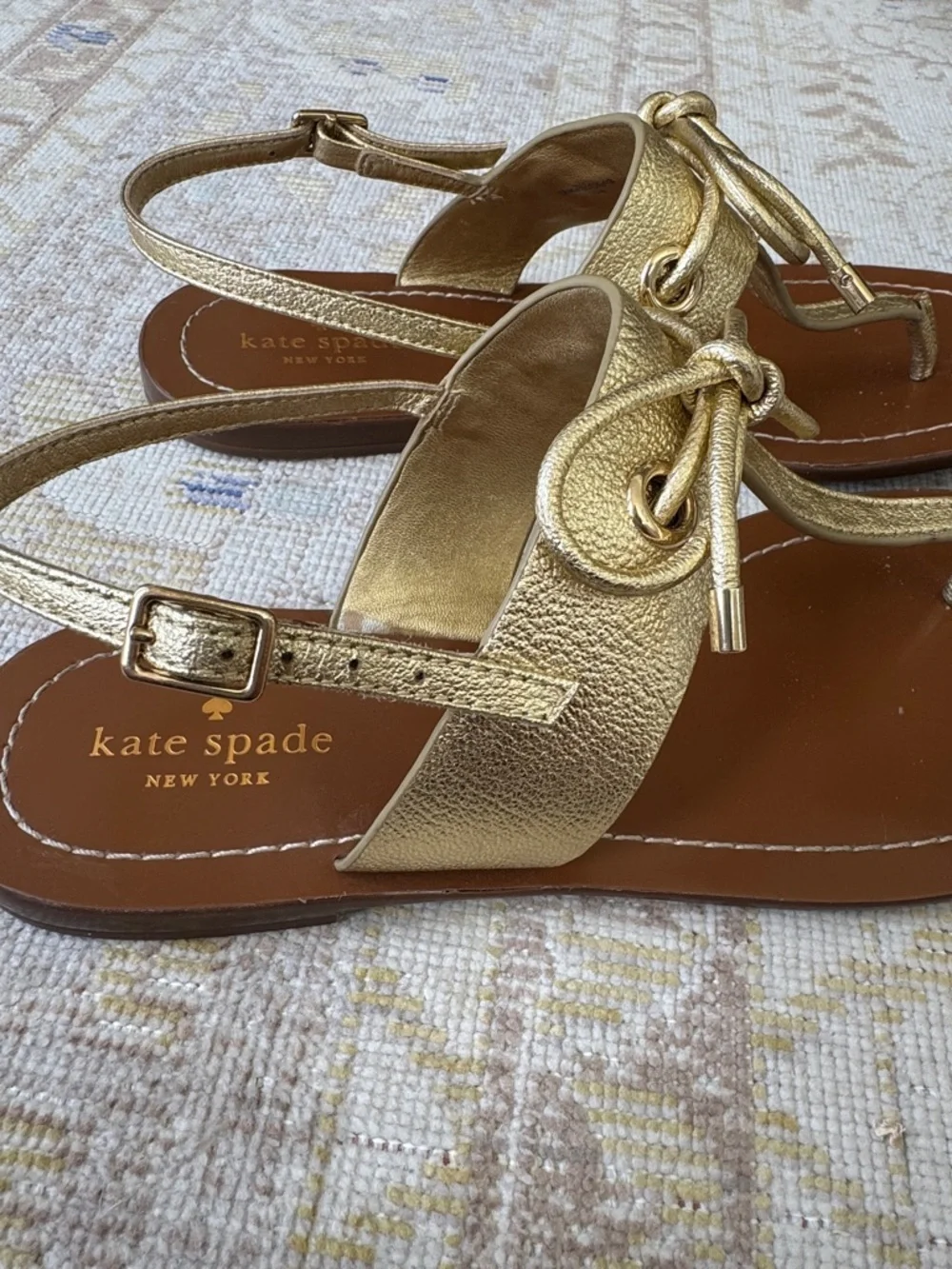 Kate Spade Metallic Gold Sandals Size 10 - Picture 5 of 6